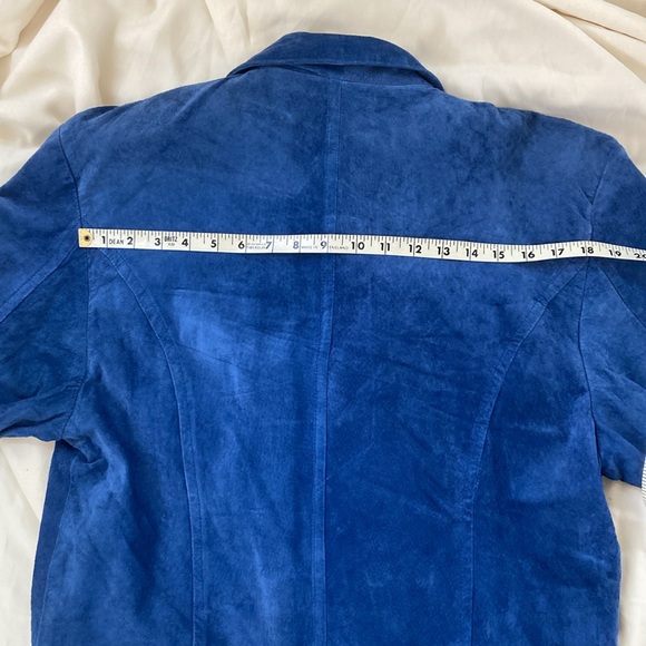VINTAGE | Blue Suede 💙Leather Double Breasted Jacket Women’s Large - Picture 16 of 16